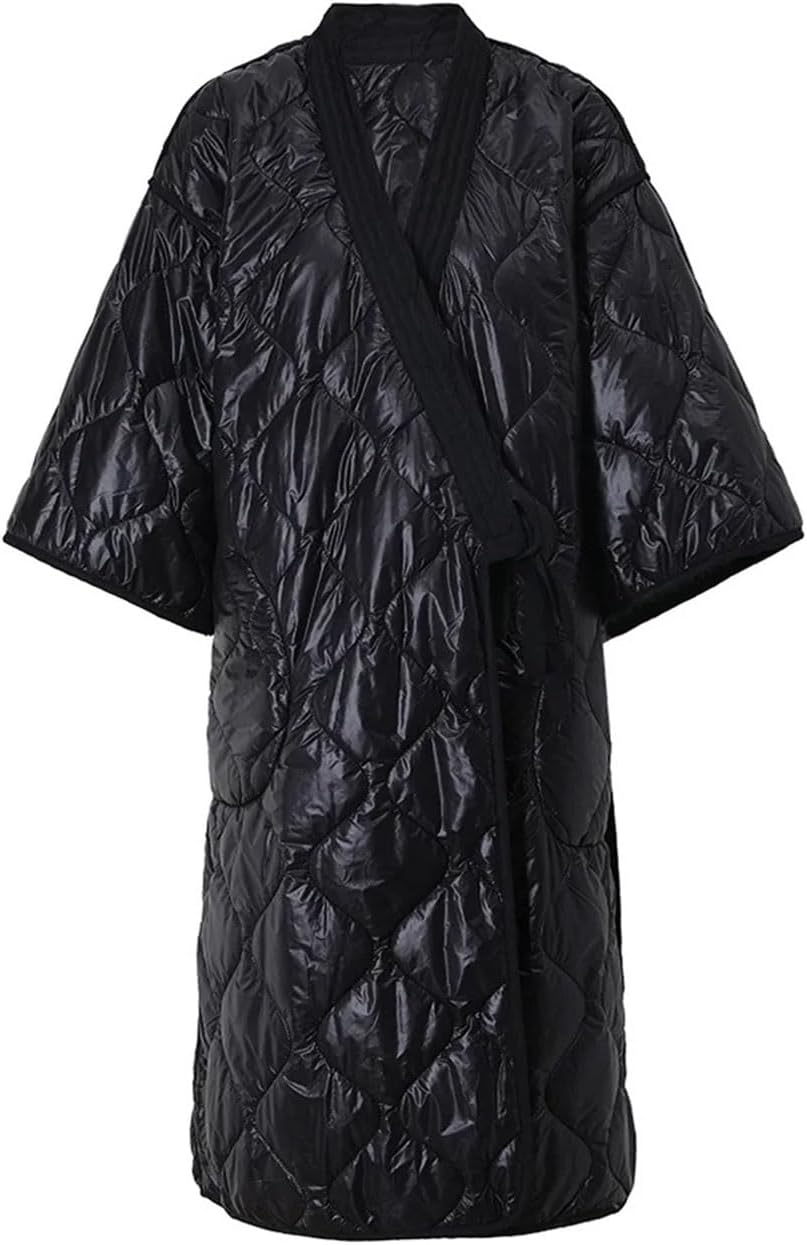 Lacing Large Size Long Warm Cotton-padded Jacket Sleeve Women's Autumn and Winter