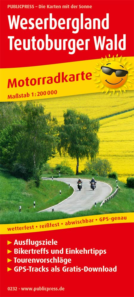 Weserbergland - Teutoburger Wald: Motorradkarte Mit Ausflugszielen, Einkehr- & Freizeittipps Und Tourenvorschlägen, Wetter... 
