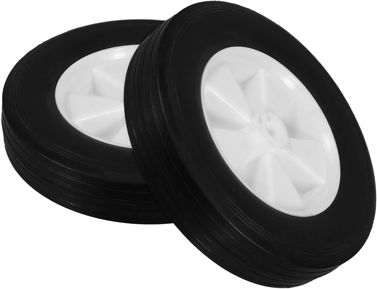 2pcs 8-inch Solid Rubber Lawn Mower Wheels Front Wheel Replacement Kit for Outdoor Lawn Mower Quiet Sturdy Grass Trimmer and Barbecue Rack