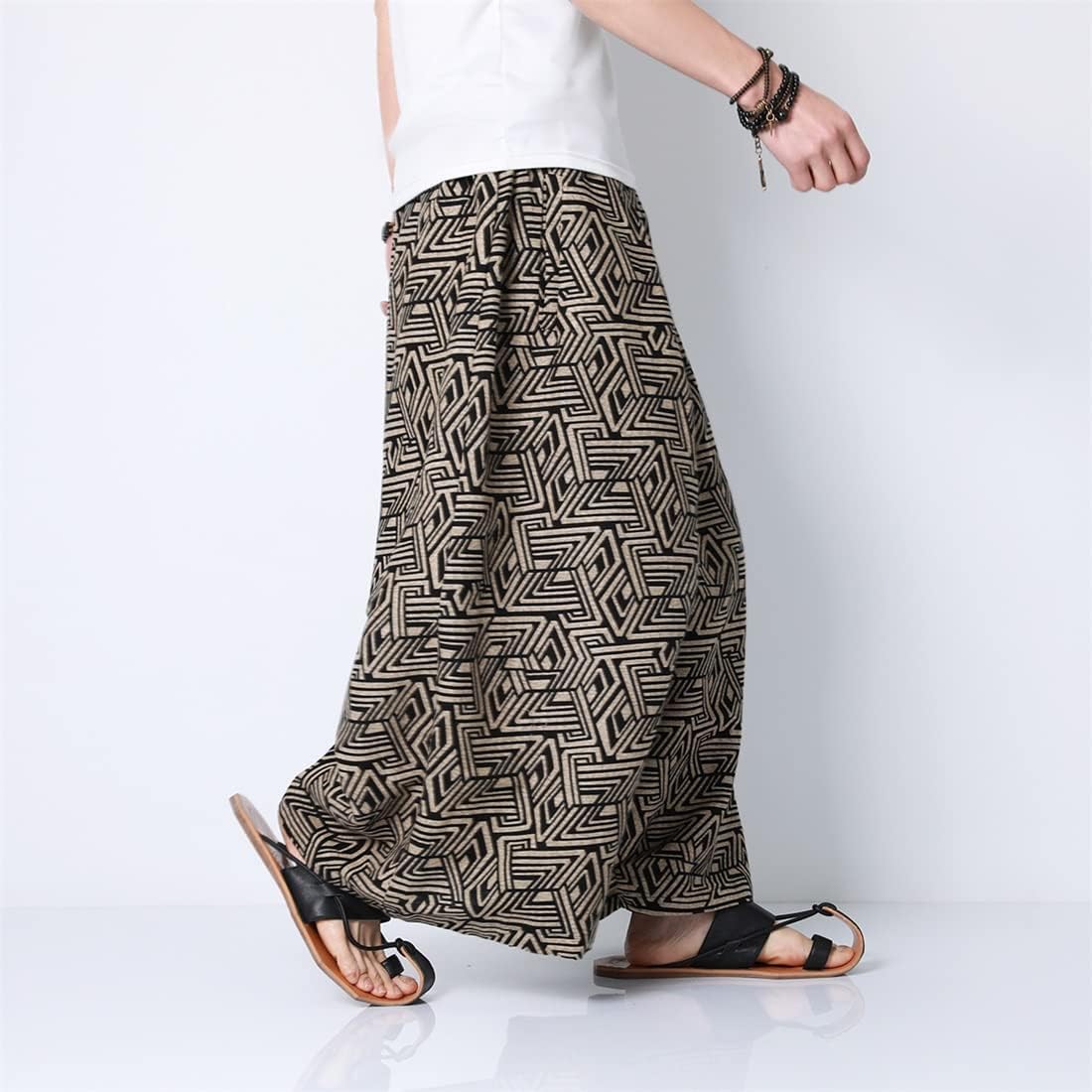 Seidarise Men's Harem Pants Hip hop Joggers Baggy Wide Leg Pants Casual Harem Linen Japanese Yoga - Image 3