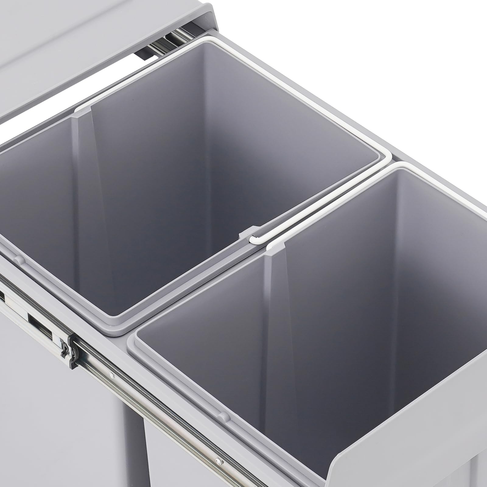 Cubo de basura de cocina (2 x 20 L, extensible) | Cubo de basura doble para armario con rieles silenciosos para cocina, restaurante, gris, 49 x 35 x 43 cm