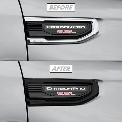 SlickMod Revestimiento de vinilo opaco cromado para GMC Sierra 1500 2019-2023 (negro brillante, 2. borde de guardabarros)