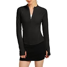 Hiverlay Womens Half-Zip Stand Collar Sweatshirt Thermal Fleece Pullover Track Athletic Tops with Pockets Thumb Holes