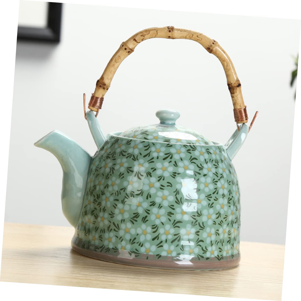 Tetera de cerámica Estilo japonés, Tetera de cerámica(Verde-14x14cm