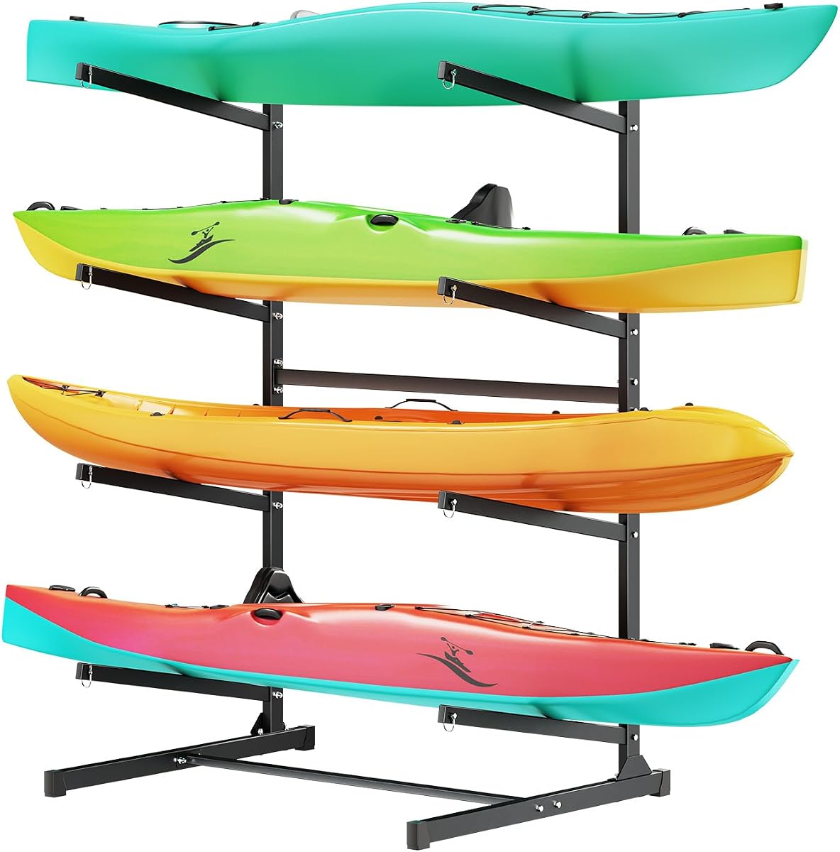 VEVOR Kayak Storage Rack for 4 Kayaks, Holds 220 lbs, Heavy Duty Freestanding Stand for Indoor Outdoor Garage Shed Dock, Storage Rack Stand Holder for Canoe, Small Boat, SUP, Surfboard & Paddleboard