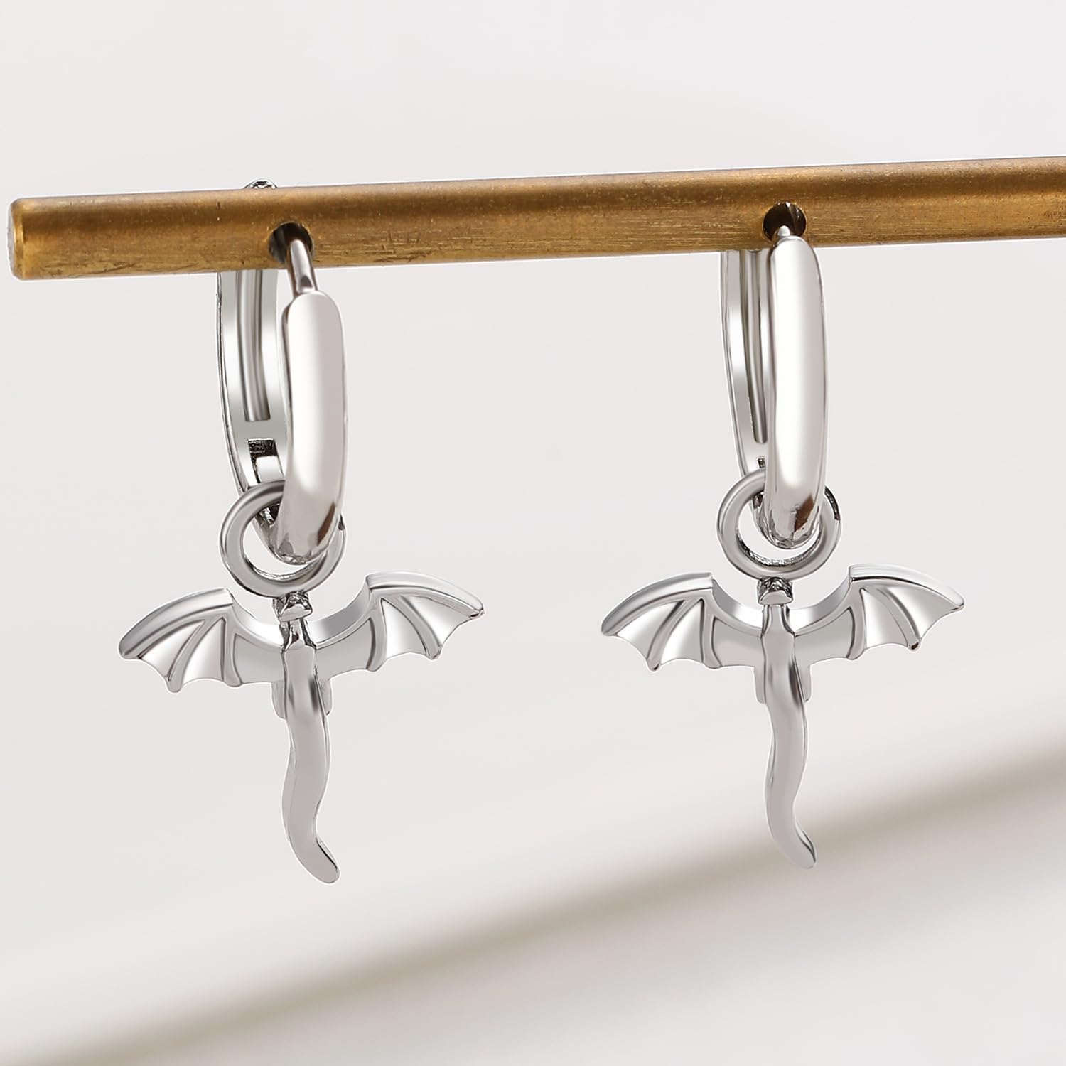 Mini Dragon Earrings, Tiny Dragon Hoop Earrings for Women, Cute Copper Ear Jewelry Gift - Image 4