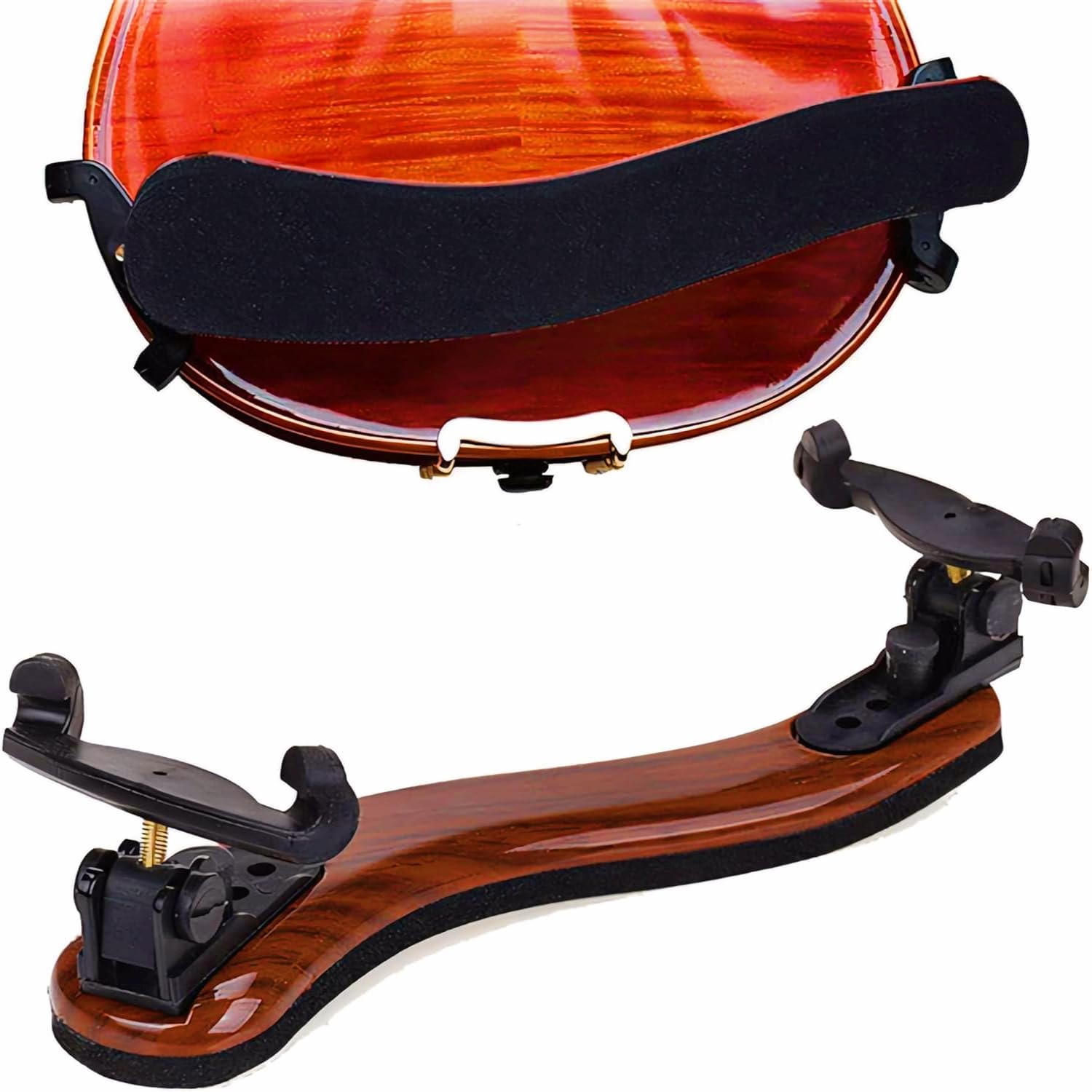 AMZZ Maple Wood Violin Shoulder Rest for 4/4 and 3/4 Violins, Collapsible and Height Adjustable, Fits 3/4 to 4/4 Violins and 12-13" Violas, Comfortable for Better Playing Experience.
