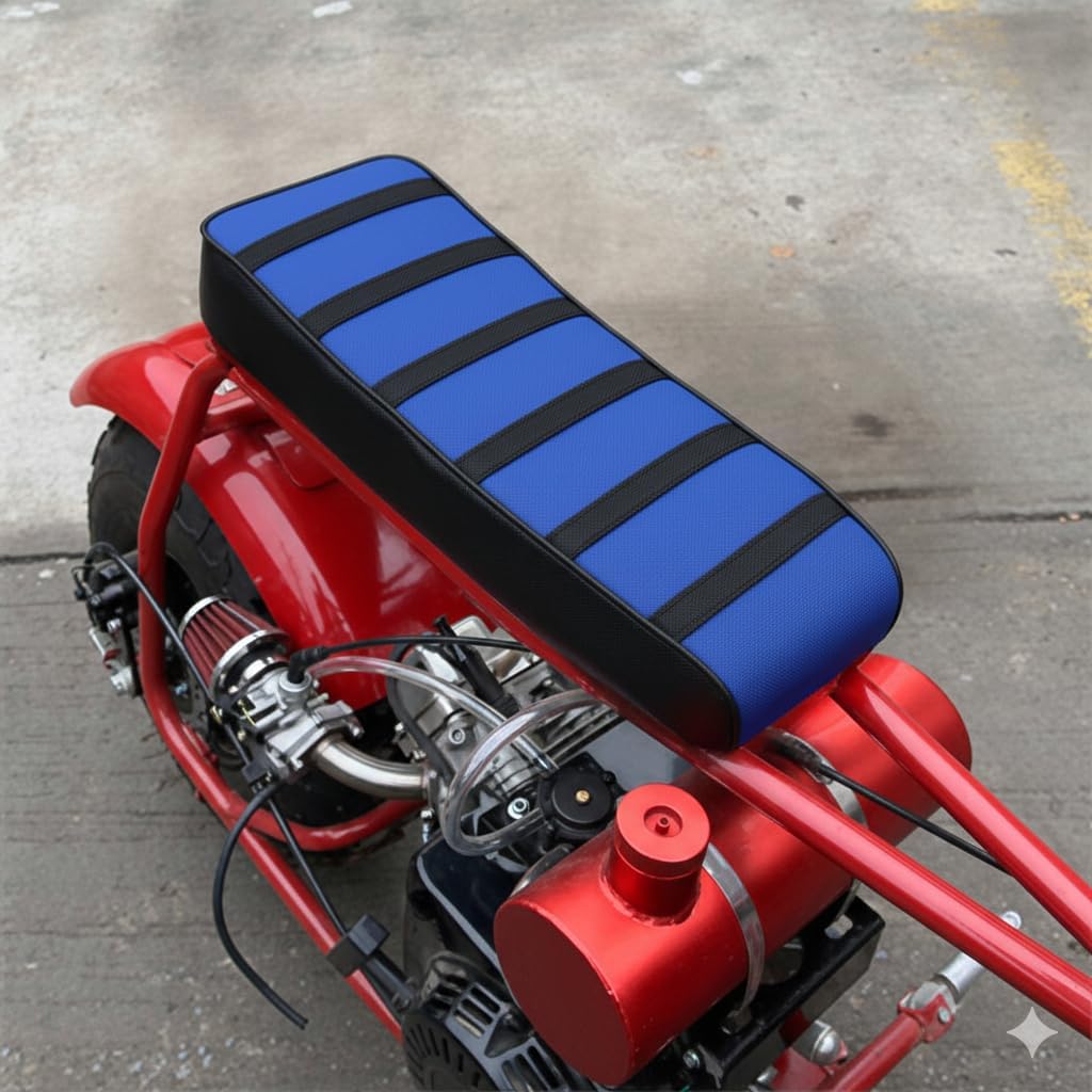 JMCHstore Blue Ribbed Mini Bike Seat Cover, Gripper Soft Seat Cover for Coleman ct200u Mini Bike 196cc Baja DB30, Hisun ct200u 196cc 200cc Trail Cushion Replacement Parts