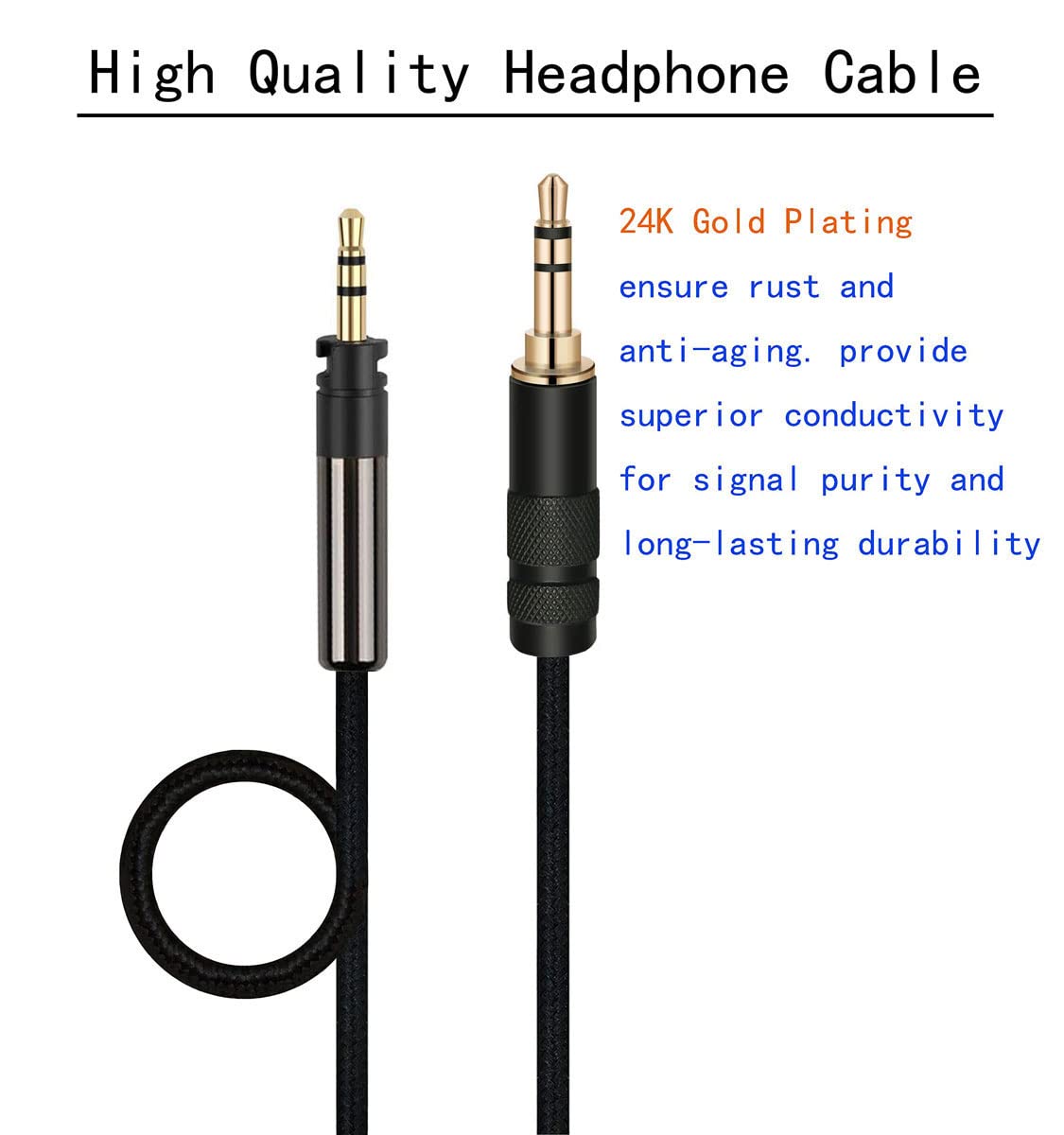 gotor Replacement Cable for Sennheiser Momentum Momentum 2 Momentum 3 Headphones 6N OFC 24K Gold Plate Plug 3.9ft