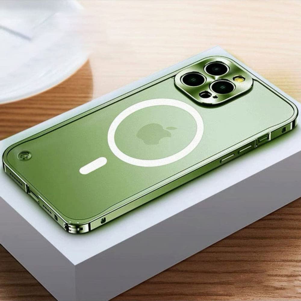 Coque antichoc iPhone 13 Pro Max aluminium acrylique mat protection verte