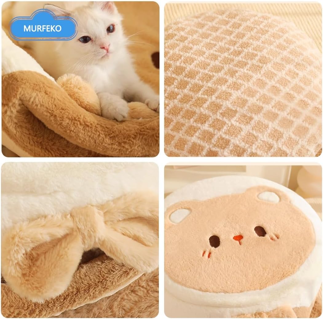 猫 ベッド 冬 室内 ふわふわ もこもこ ペットベッド 寒さ対策 保温 通年 防寒 暖かい 寝床 小型犬用 ハウス滑り止め付き 可愛