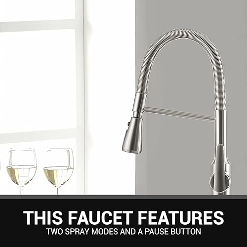 Miniatura 5 de Strictly Sinks - Grifo de cocina con rociador extraíble, diseño contemporáneo, micro bobina, grifo de resorte de arco alto, cabezal rociador de 3