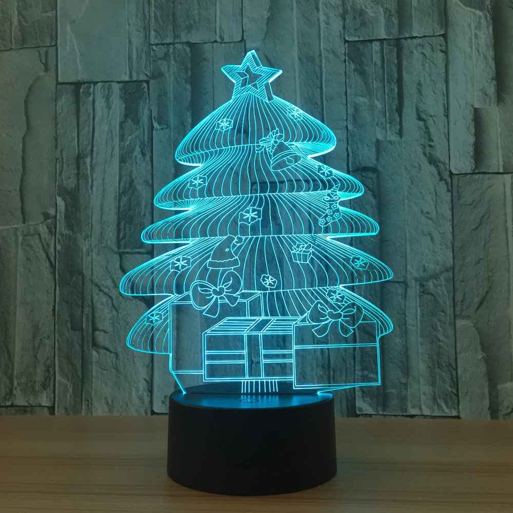 YTDZLTD Creativo 3D Albero di Natale Luce Notturna 16 Colori Mutevoli Telecomando USB Potere Illusione Ottica Lampada Arredamento Lampada LED Lampada da Tavolo Bambini Natale Compleanno Regalo