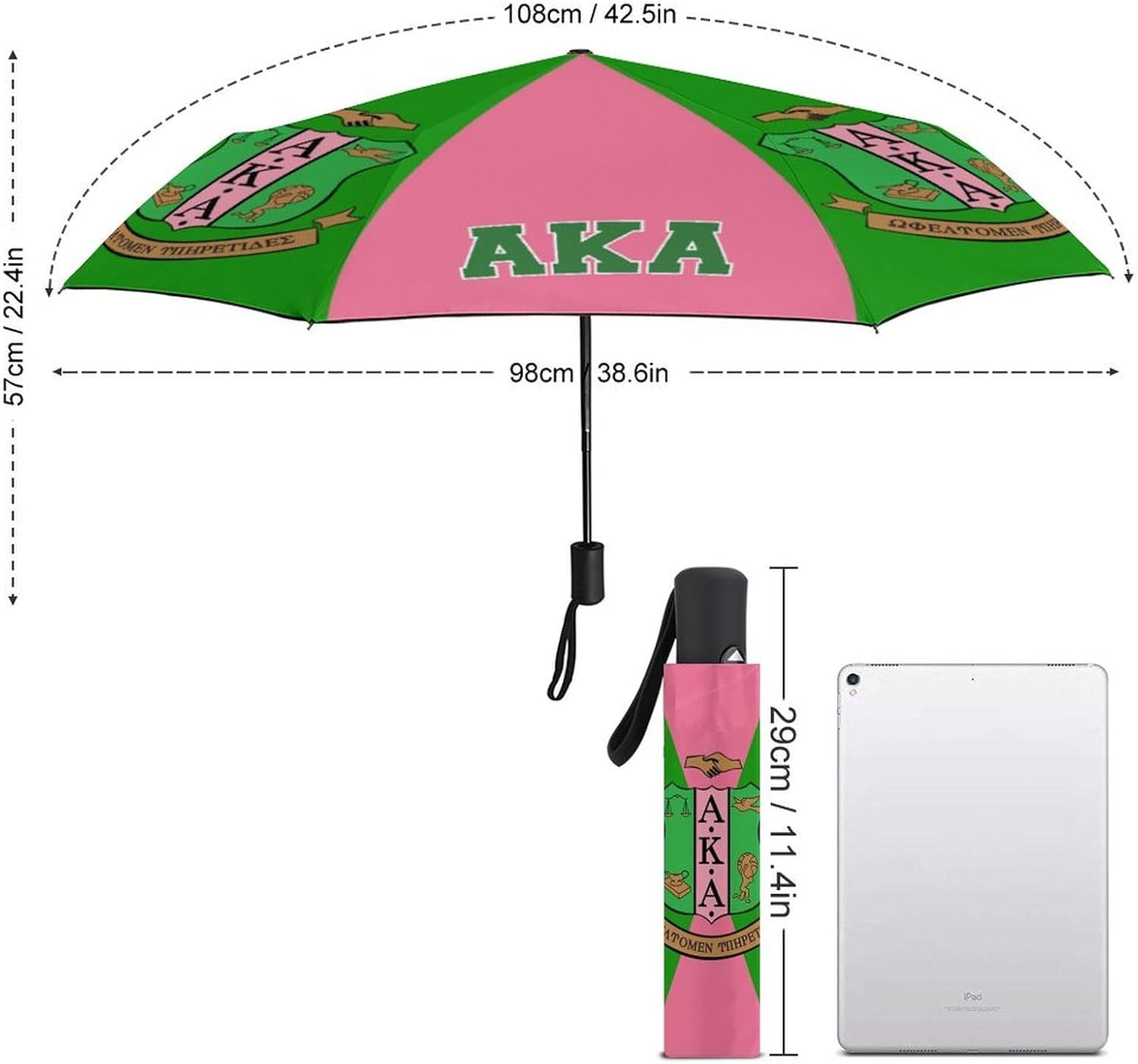 AKA Sorority Gifts for Women Umbrella, AKA Paraphernalia Sunshade, 1908 Pink Green Idea Gifts for Women Girl Sisters,21 * 39IN (aka pink+green)