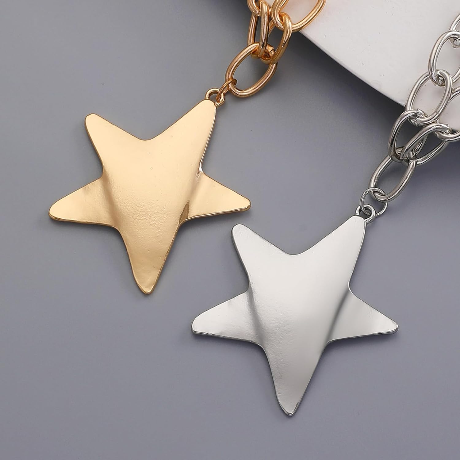 Chunky Star Necklace for Women Gold Big Star Pendant Necklace Silver Statement Chain Necklace Adjustable Thick Bold Necklace Chunky Trendy Jewelry - Image 6