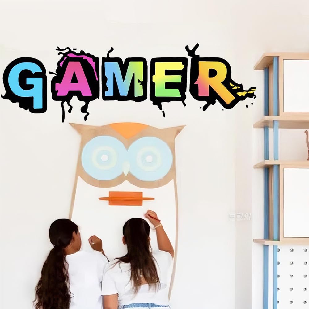 Colorful Gamer Wall Decal Vinyl Decal Art Design Stickers for Home Playroom Bedroom, Game Boys Girls Women Men Gaming Video Room Game Center Internet Bar (Gamer, 35.4" W x 12" H) image 5