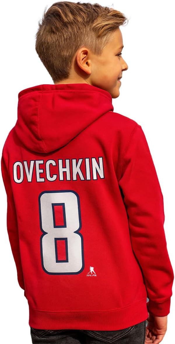 Outerstuff Alexander Ovechkin Washington Capitals #8 Youth Boys Player Name & Number Pullover Fleece Hoodie - Image 3