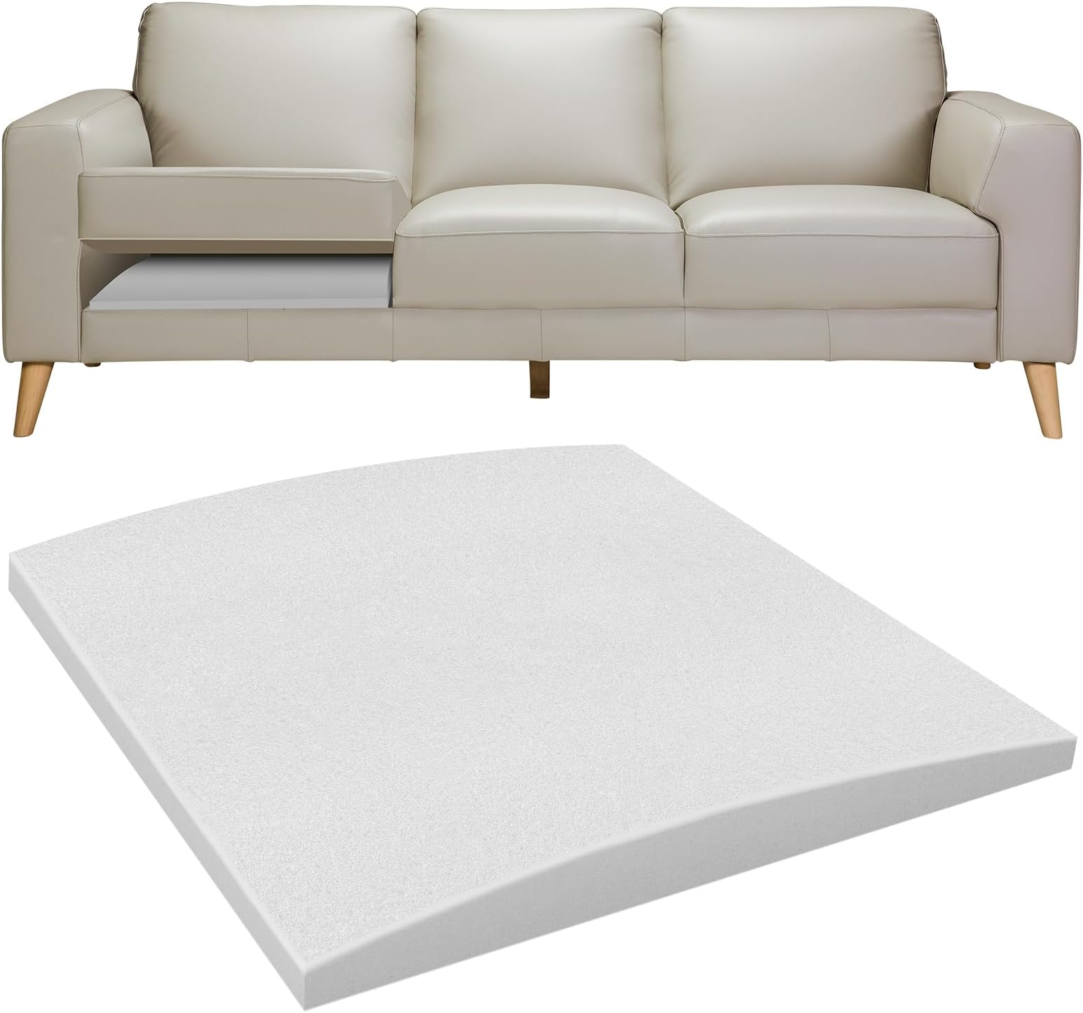 Couch Cushions Support for Sagging Seat 20"X 20"Insert pads Supports Board Sofa Furniture seat Cushion Under Sag Repair, Curved High Density Foam Replacement for Sectional Loveseat Chair Gray Set of 1