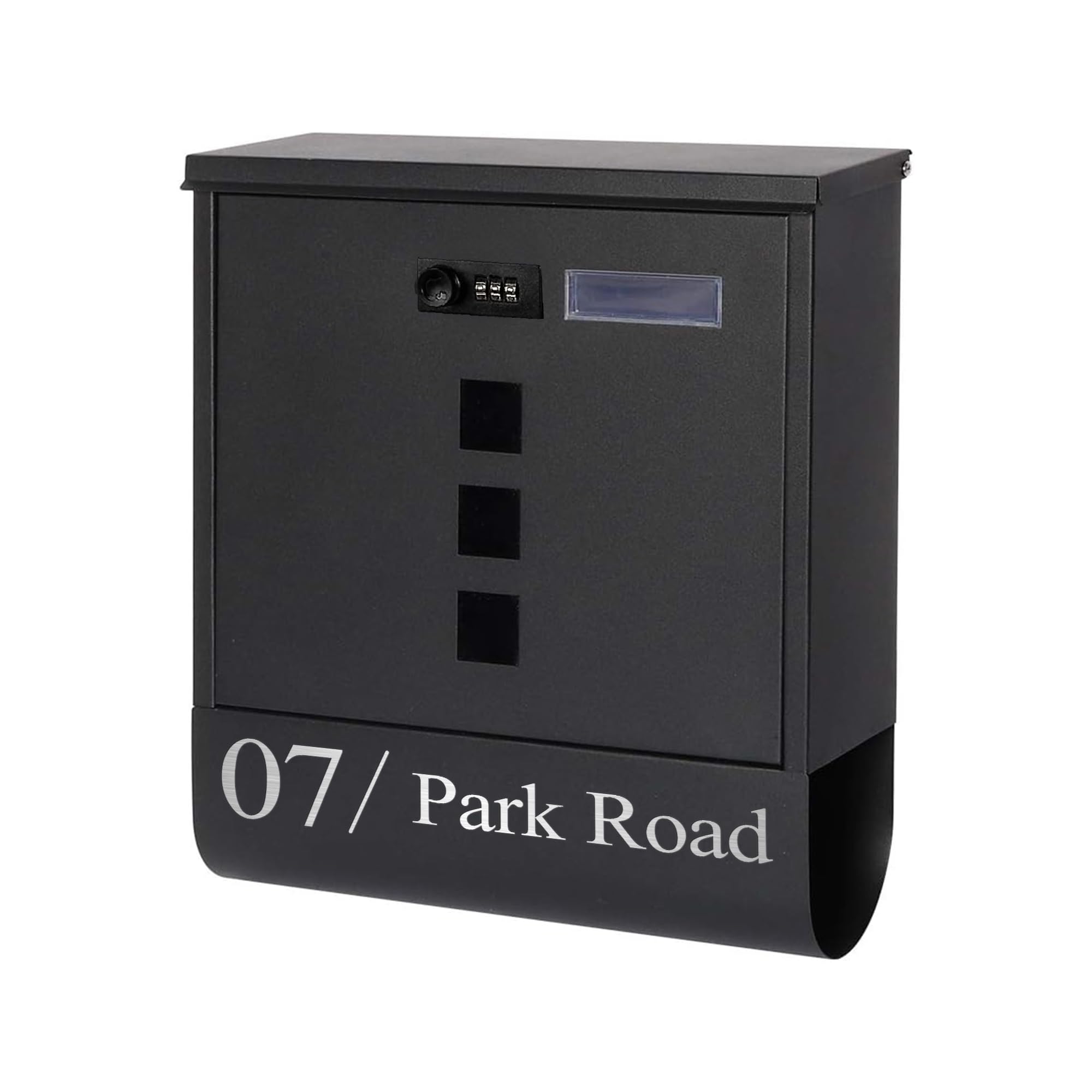 Wall Mounted Post Box with Combination Lock - Weatherproof Contemporary Personalised Letter Box, Alloy Steel Modern Mailbox with Newspaper Slot, Secure Lockable Postbox for Home & Office