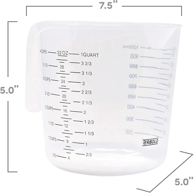 Set de 3 vasos medidores líquidos plástico transparente miniatura 2