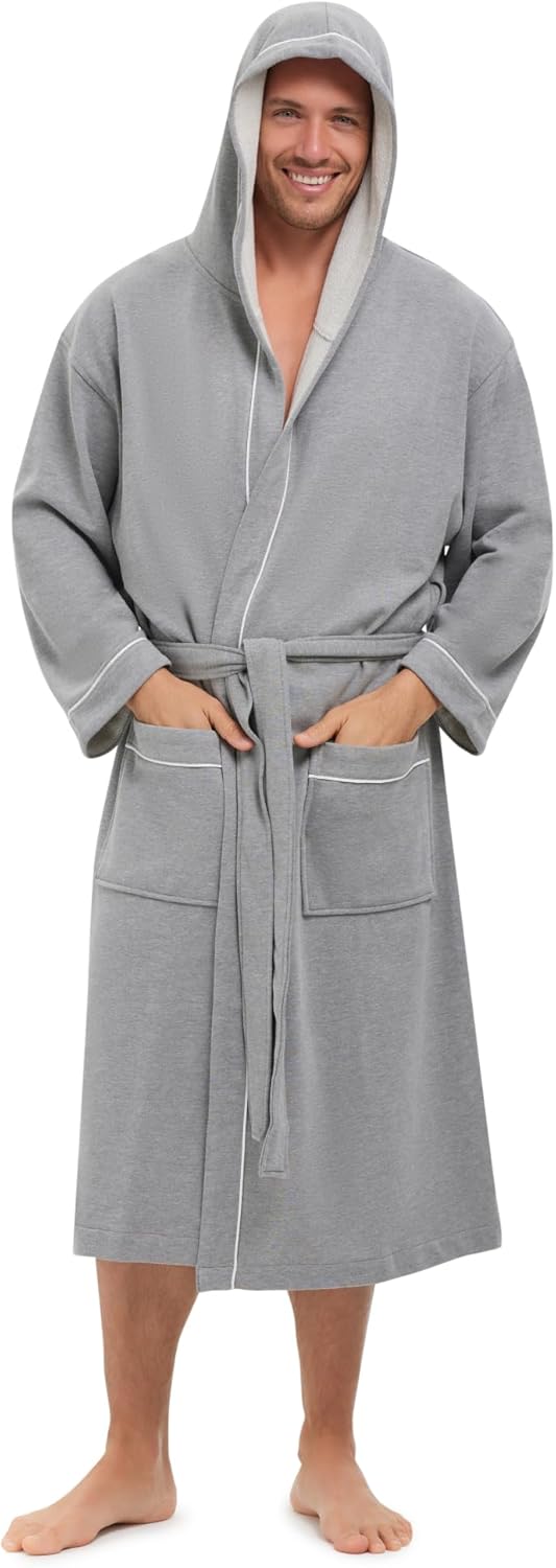 MONARCH Hooded Unisex Sweatshirt Bathrobe - Industrial quality sweatshirt material with rope accents, 5-Star Hotel Choice