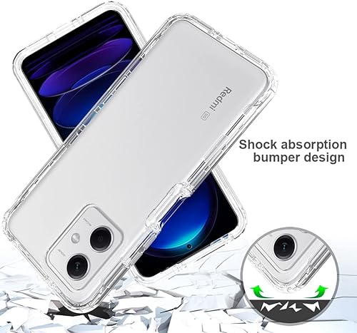Miniatura 7 de Funda para Redmi Note 12 5G, Poco X5 5G 22111317PG con protector de pantalla de vidrio templado, protección de cuerpo completo transparente 360 duro