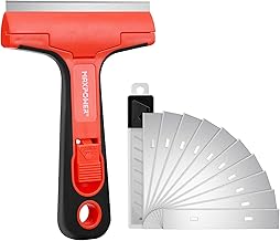 MAXPOWER Grattoir à Vitre 14.5cm avec 10 Lames de Rechange – Grattoir Sol et Vitre pour Colle, Joints, Papier Peint, Carrelage, Autocollants