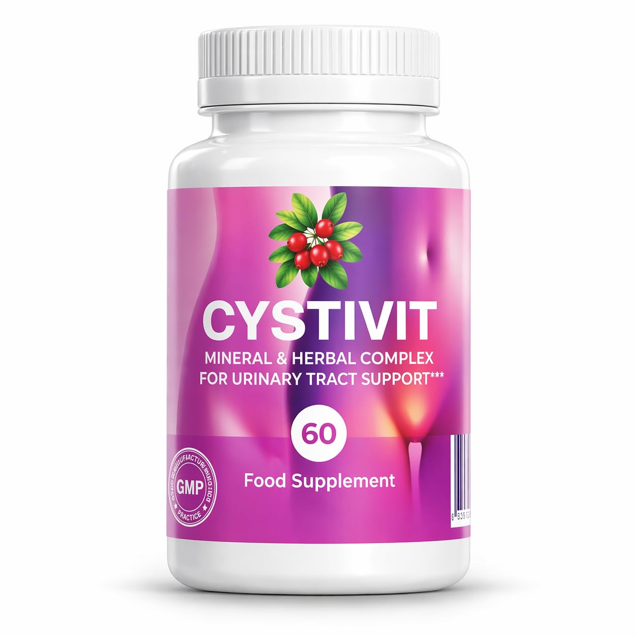 CYSTIVIT Integratore Alimentare – 60 Capsule – con D-Mannosio, Estratto di Mirtillo Rosso e Piante – Per Adulti – Prodotto nell’UE (1)