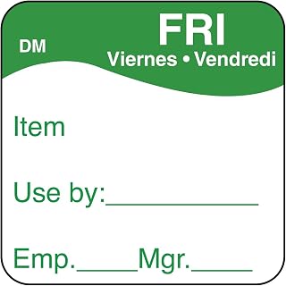 DayMark Safety Systems DissolveMark IT110073 Day of The Week Dissolvable Label, FRI, Item/Use by/EMP/MGR, 1" x 1" Green Roll of 500