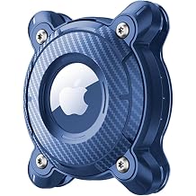 AirTag Dog Collar Holder, IPX8 Waterproof Airtag Holder for Dog Collar, Anti-Lost Shock Resistant Hard TPU-Back Clip Dog Collar Airtag Holder, Compatible Apple AirTag, Blue