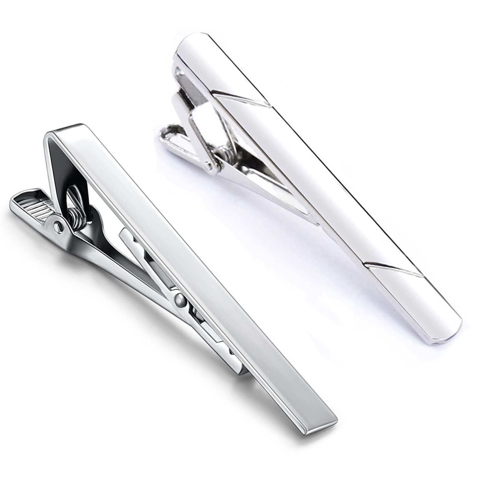 1/2/3Pcs Tie Clips for Men Black Tie Bar Clip Set for Regular Ties Necktie for Wedding Anniversary Business Best Gift Skiny Necktie Meeting Gold Black Long(2.28"*0.24") Short (1.69"*0.24")