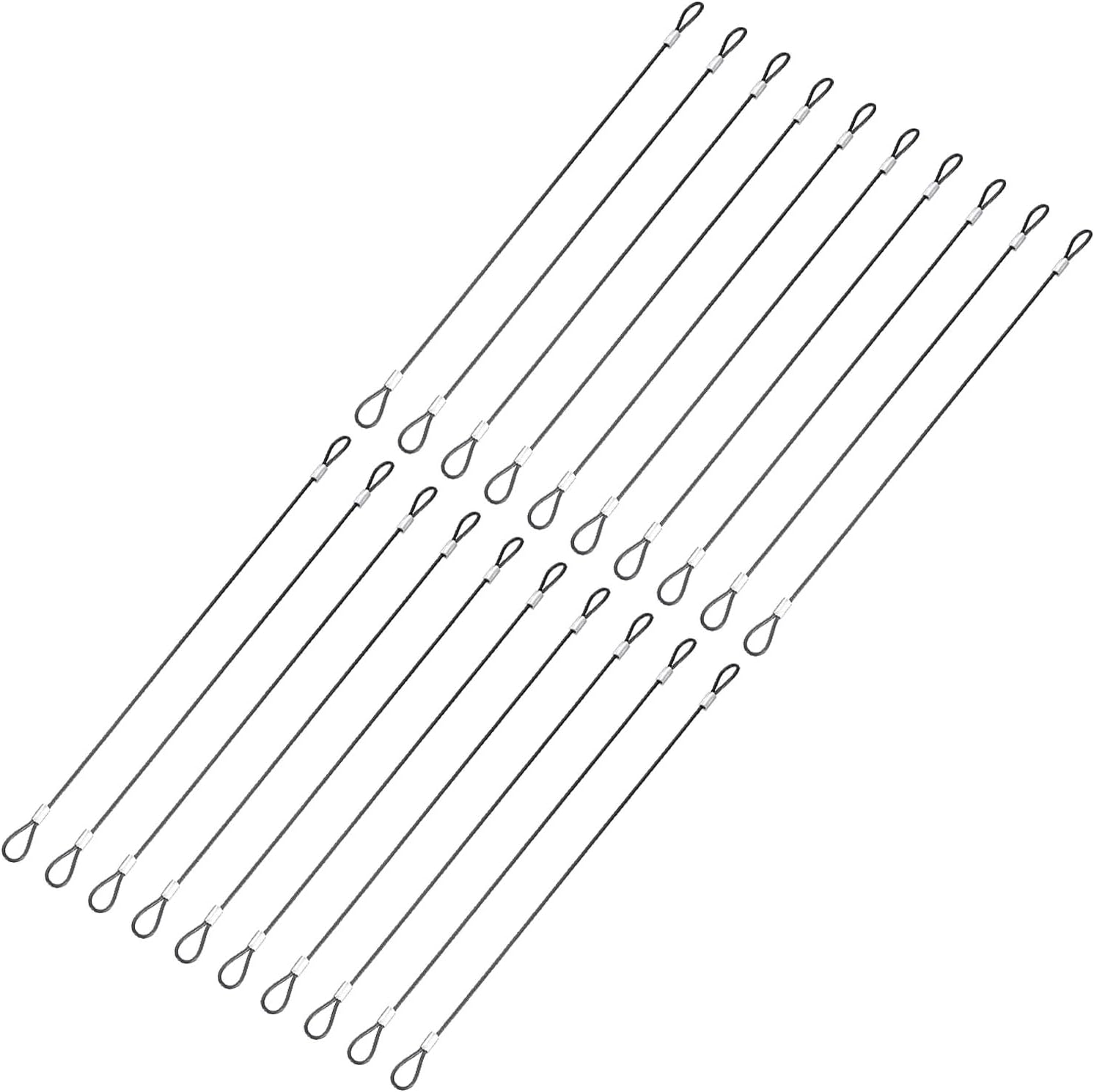 20 Pcs Security Cable Lock - Double Loop Cable (0.98 ft x 0.08 Inch) Vinyl Coated 304 Stainless Steel Safety Flexible Wire Rope Luggage Bike Anti-Theft Security Chain Lock, Black