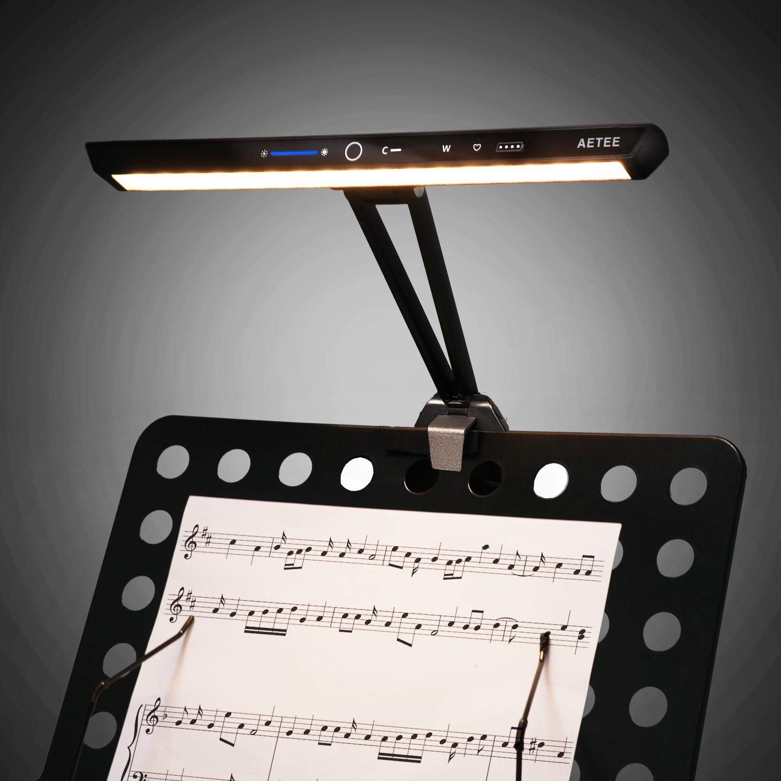 Notenständer Lichter Clip On LED Wiederaufladbar mit eingebautem 4000mAh Lithium Batteriebetrieben Typ-C Augenpflege Notenblatt Lampe Faltbar für Orchester