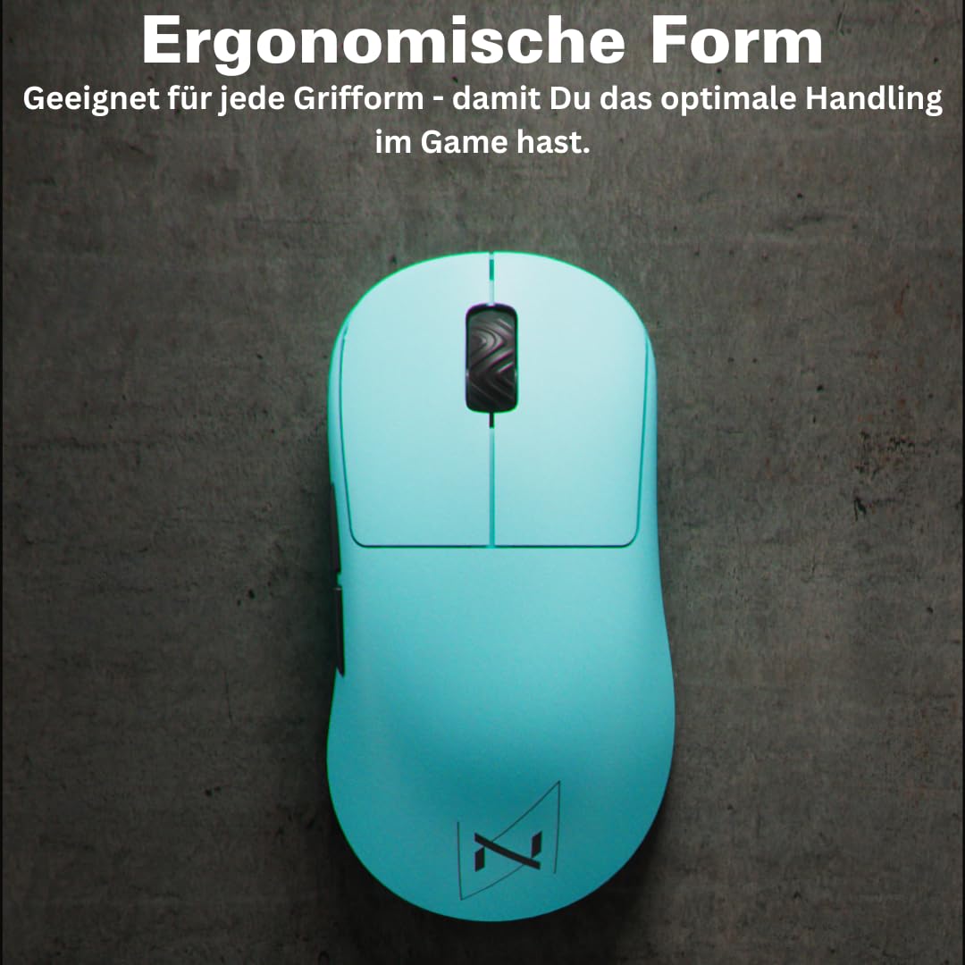 Nyfter - Mouse da gioco Premium ELT Ergolight 4K senza fili 52g Superlight Pixart PAW 3995 fino a 26000 DPI per un gameplay ultra rapido (bianco)