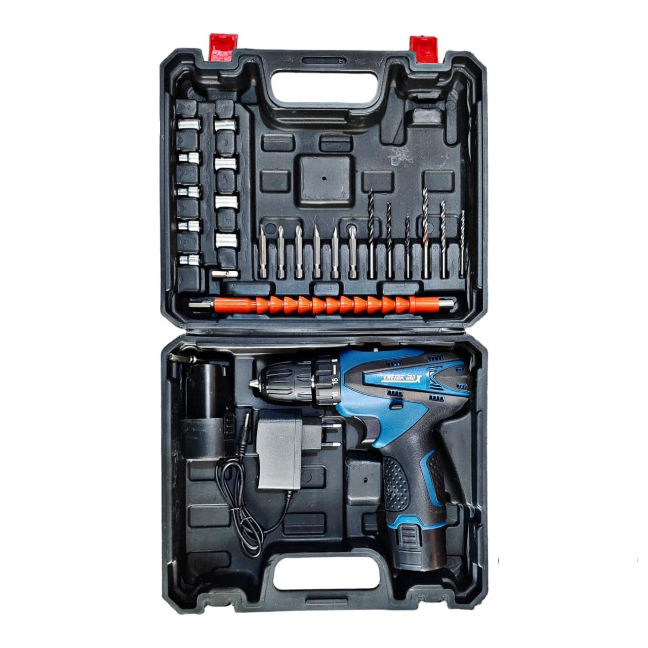 NTH CORDLESS DRILL KIT 2x12v Battery With Speed Control Power & Hand Tool Kit With 25Pcs Tools Cordless Drill, Blue
