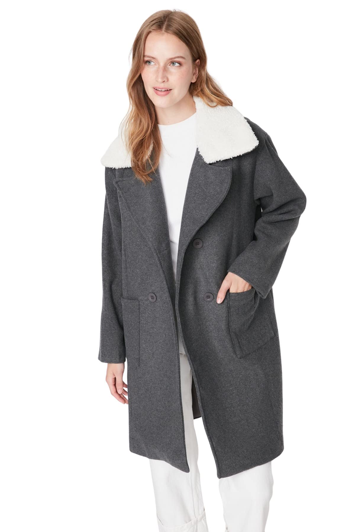 Trendyol Women Oversize Parkas Lapel collar Woven Coat
