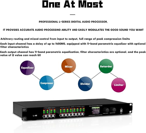 4 In 8 Out Digital Audio Processor Professional 32-bit DSP Stage Sound Equipment Speaker Effect Processor PC Software For Recording Studio(L-24 2 in 4 out)