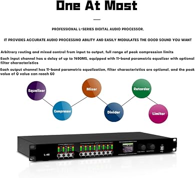 4 In 8 Out Digital Audio Processor Professional 32-bit DSP Stage Sound Equipment Speaker Effect Processor PC Software For Recording Studio(L-24 2 in 4 out)
