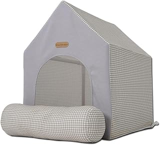K ERATISNIK Cat House, Plaid Pet House, Ventilated Cat Tent, Cat Shelter for Small Dog Cat, Cat Houses for All Season (Grey)