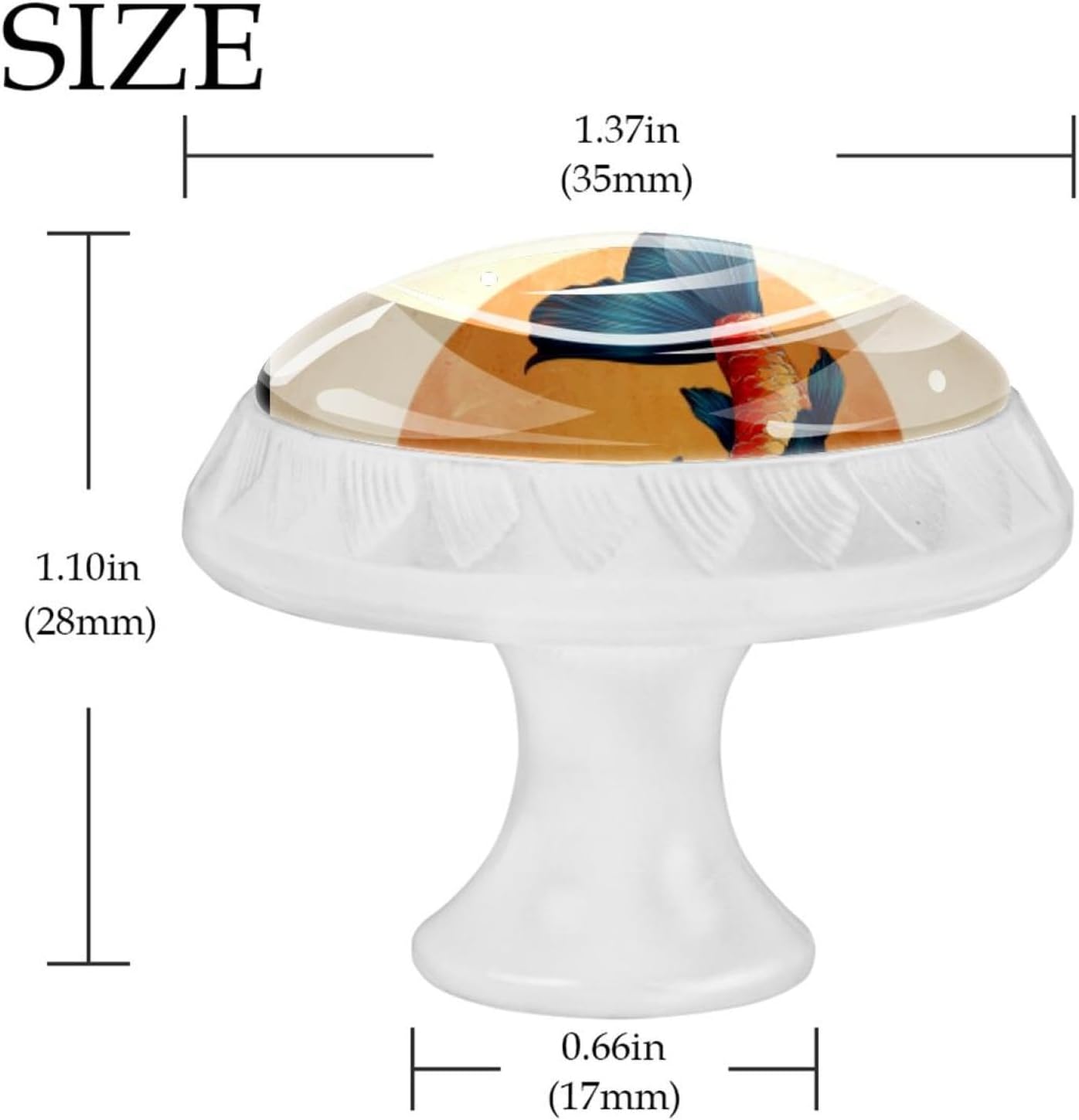 Black Koi Fish (3) Decorative Cabinet Knobs, Crystal Glass Drawer Pulls with Screws for Kitchen Bathroom Dresser Cupboard Wardrobe