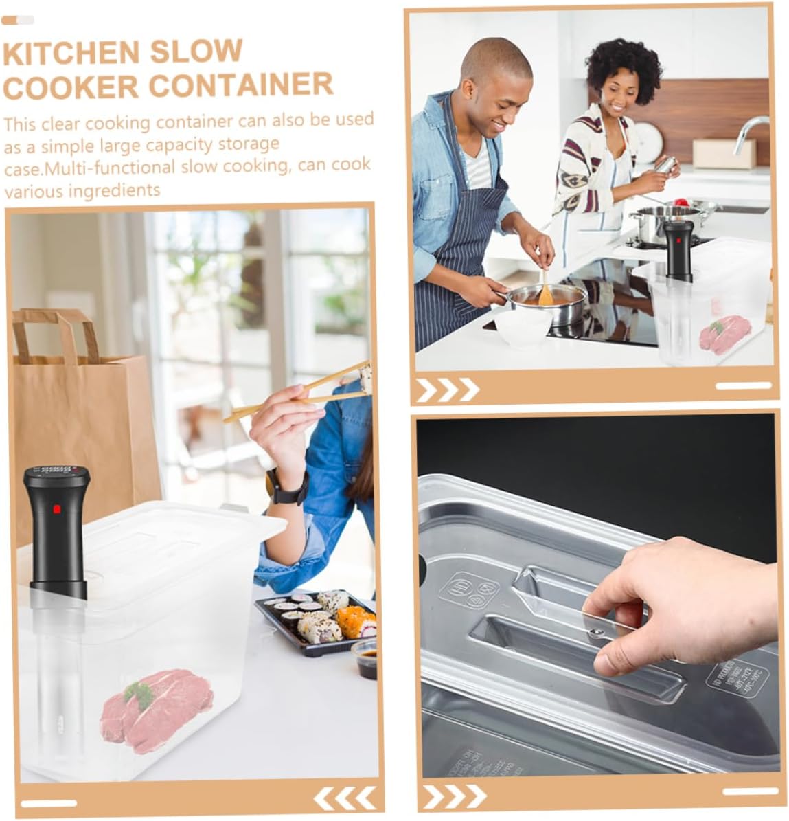 Mikinona Slow Cooking Container Storage Box for Vegetable Meat Material Portable for Outdoor Cooking Family Use