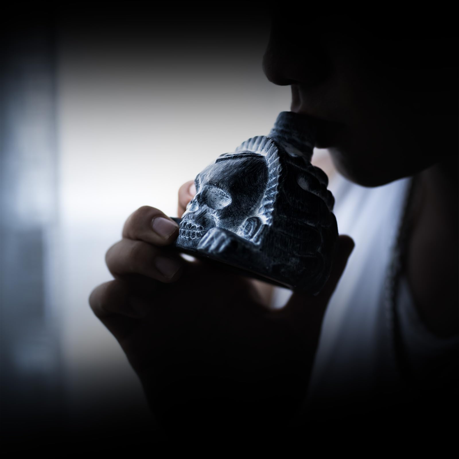 Fischietto Della Morte Azteco, Autenticamente Fatto a Mano, Aztec Death Whistle con Disegno di Teschio per Halloween, Decorazione, Collezione (Stile 1)