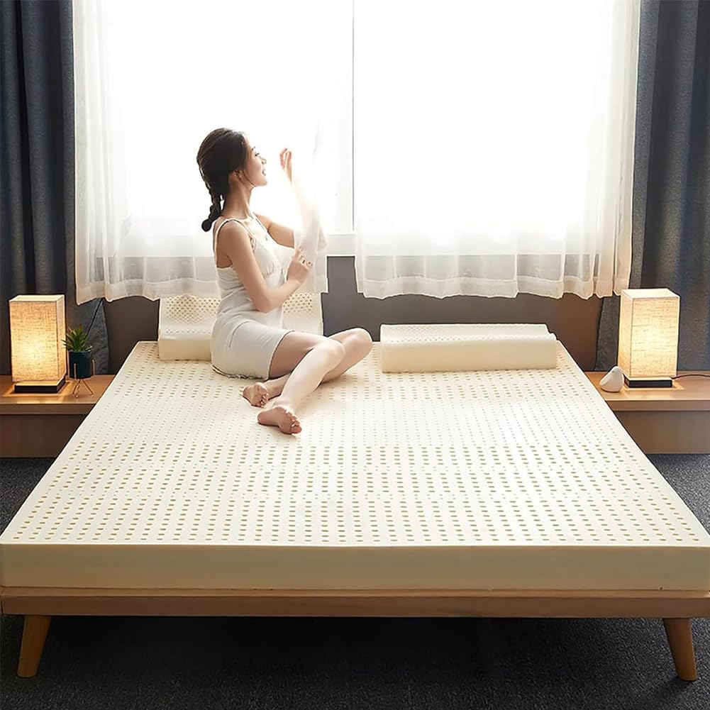 Lattice Naturale Materasso in Lattice Naturale Casa Singolo Matrimoniale Stuoie con Copertura Doppia Full Size,7.5cm,180x200cm(71x79in)