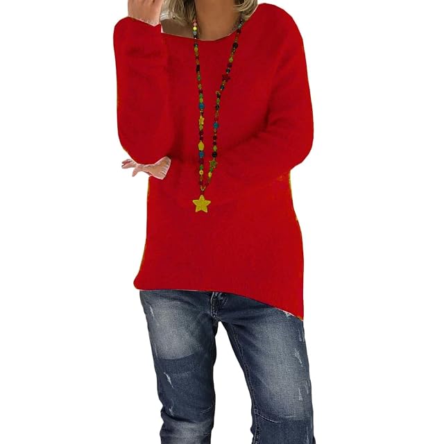 Fall Fluffy Fuzzy Pullover Sweaters for Womens Casual Long Sleeve Crewneck Fleece Lightweight Sweater