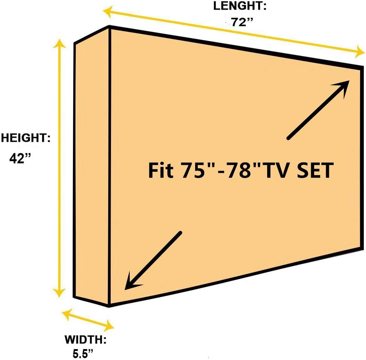 Outdoor 75" -78" TV Set Cover,Scratch Resistant Liner Protect LED Screen Best-Compatible with Standard Mounts and Stands (Black)