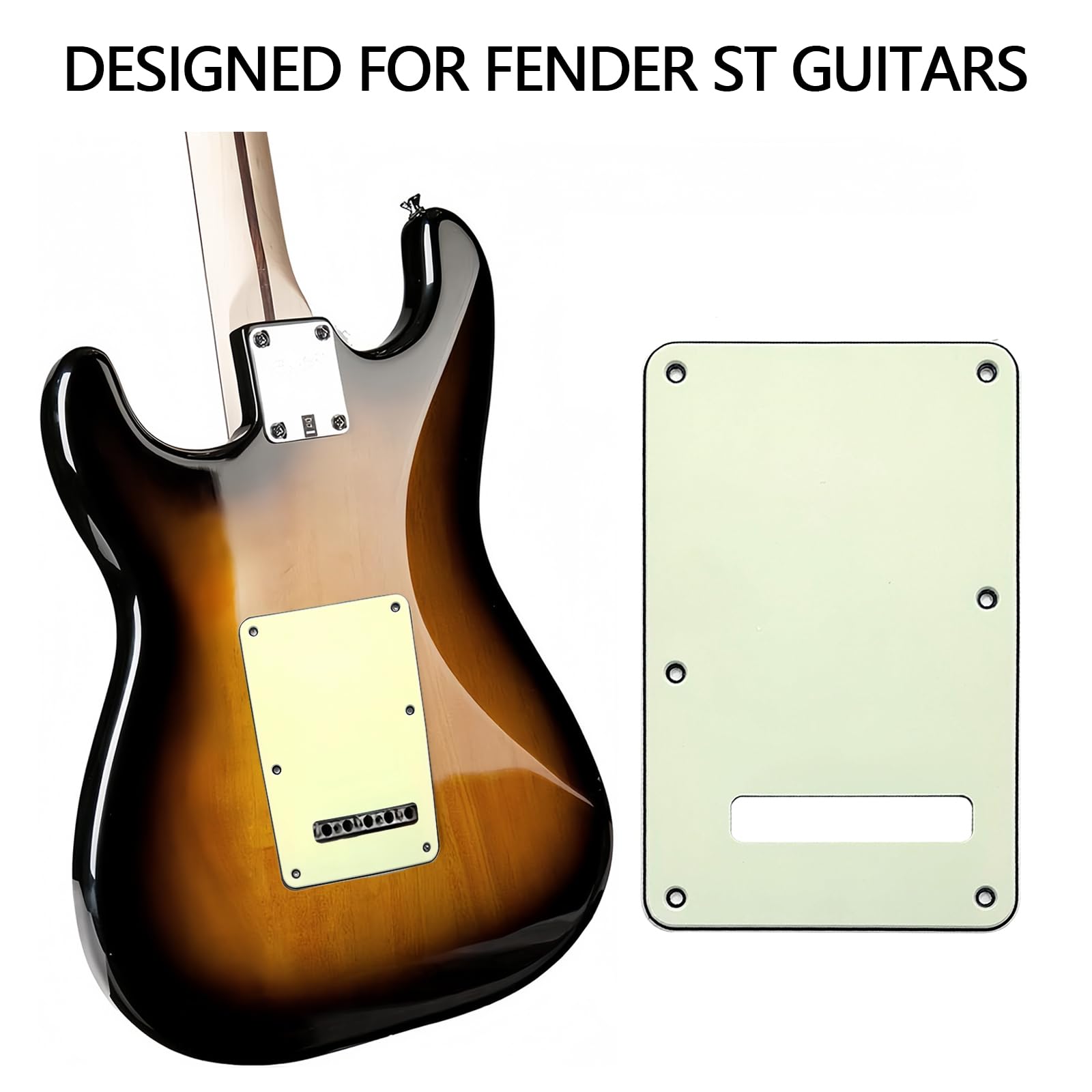 Musiin Electric Guitar Back Plate compatible with Strat/Stratocaster Tremolo Cavity Cover Tremolo Cover with Pickguard 6 Screws for Easy Installation (Mint) - Image 4