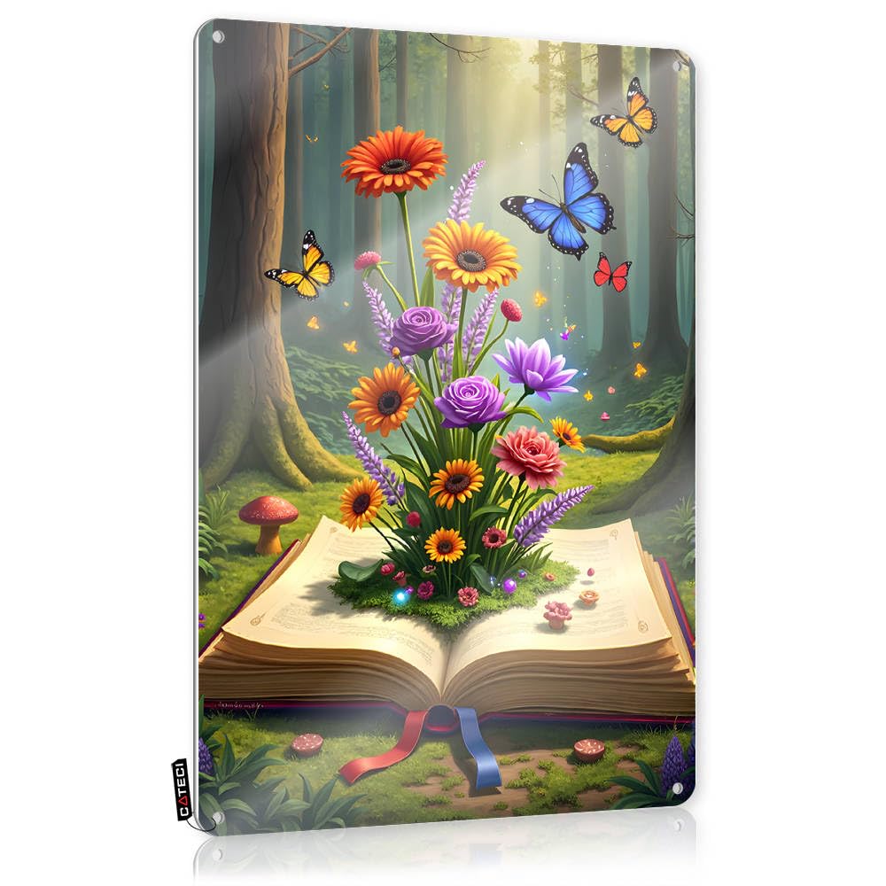 Fzfn Colour Decoration Waterproof Waterproof Artwork, Decorative Retro Print For Cafe Pub Dining | Teens Pre-Drilled Custom Floral Fantasy: A Book's Enchanted Forest(30X40cm)