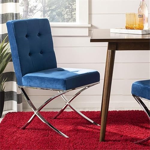 Miniatura 11 de Safavieh Home Walsh - Silla auxiliar de piel sintética negra y cromada Negro -,Gris/cromo,Marrón claro / Cromo,Azul