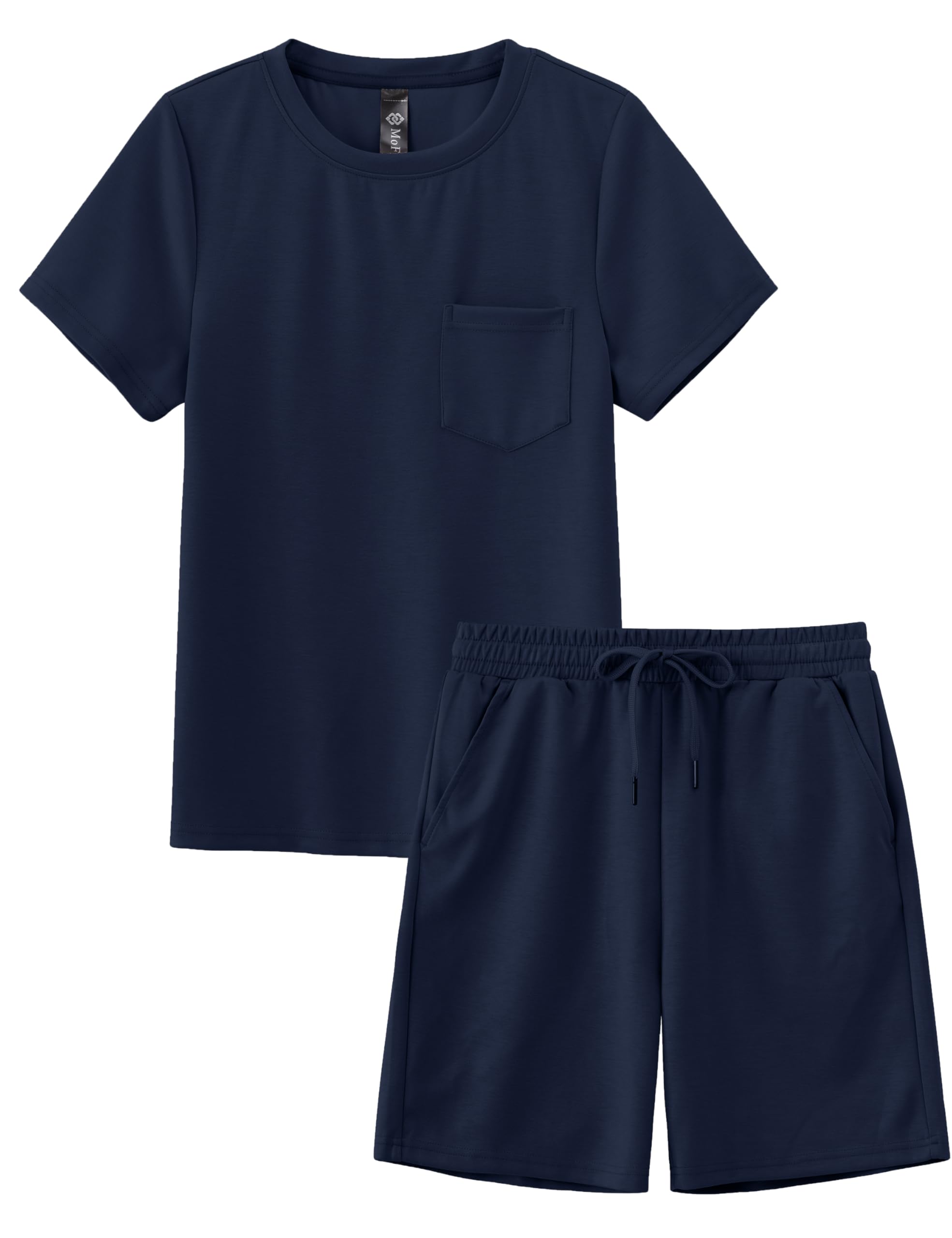 MoFiz Boy's Short Set 2 Piece Crewneck T-Shirt and Short Outfits Summer Casual Sets for Kids