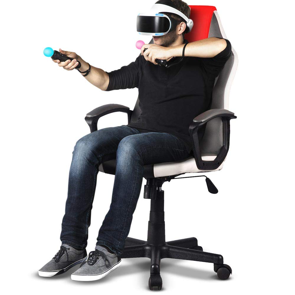BAKAJI Poltrona Presidenziale Ergonomica Sedia Gaming Racing da Scrivana in Eco Pelle Arredo Ufficio Casa Cameretta Sala Riunioni Regolabile in Altezza Girevole e Direzionale (Rosso)